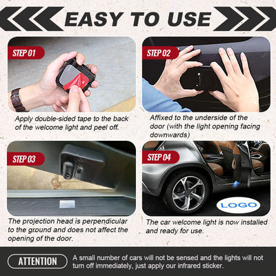Car Welcome Light Set 4pcs Bright LED Door Projector Lights