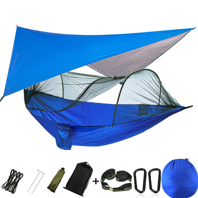 Camping Hammock With Mosquito Net Rainfly Tarp For Outdoor Use