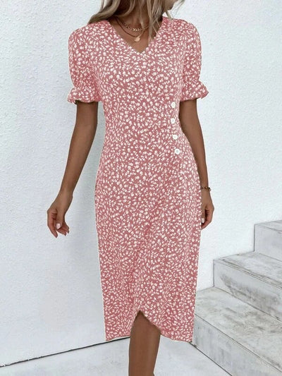 Women Casual Floral Wrap Dress Elegant Summer Style