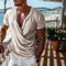 Summer Men's V-neck T-shirt Plain Casual Vacation Tee