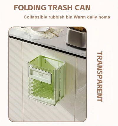 Folding Hanging Trash Can With Lid For Cabinet Bathroom Bedroom