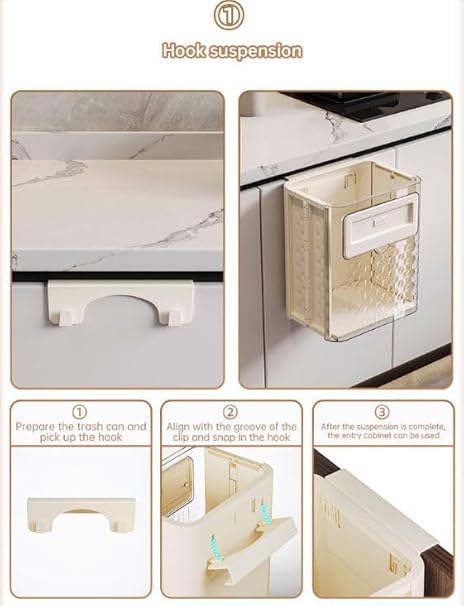 Folding Hanging Trash Can With Lid For Cabinet Bathroom Bedroom