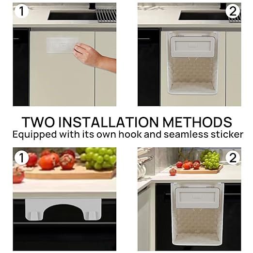 Folding Hanging Trash Can With Lid For Cabinet Bathroom Bedroom