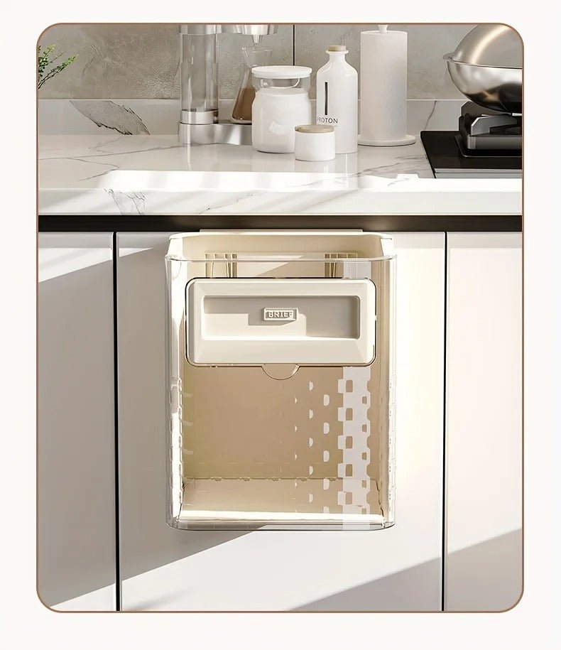 Folding Hanging Trash Can With Lid For Cabinet Bathroom Bedroom