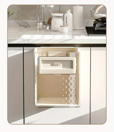 Folding Hanging Trash Can With Lid For Cabinet Bathroom Bedroom