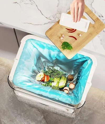 Folding Hanging Trash Can With Lid For Cabinet Bathroom Bedroom