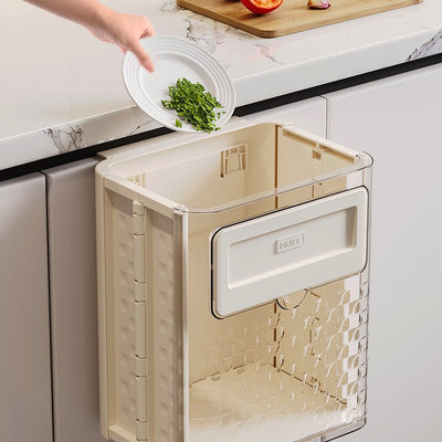 Folding Hanging Trash Can With Lid For Cabinet Bathroom Bedroom