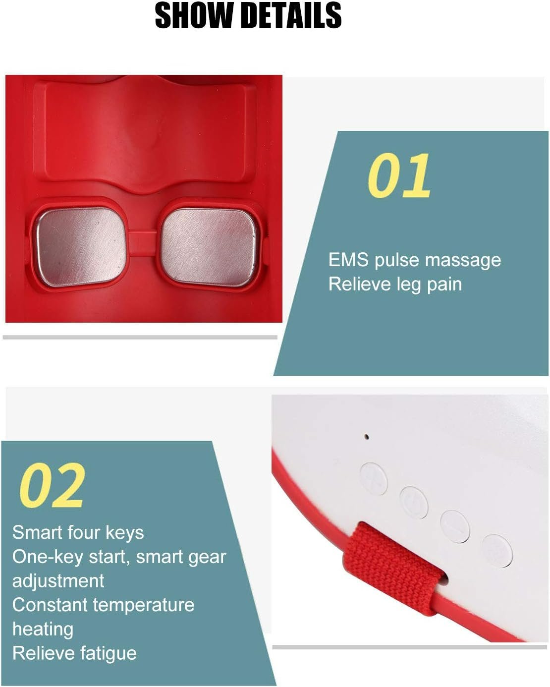 Calf Leg Massager EMS Pulse Hot Compress Pain Relief Therapy Device