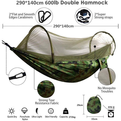 Camping Hammock With Mosquito Net Rainfly Tarp For Outdoor Use