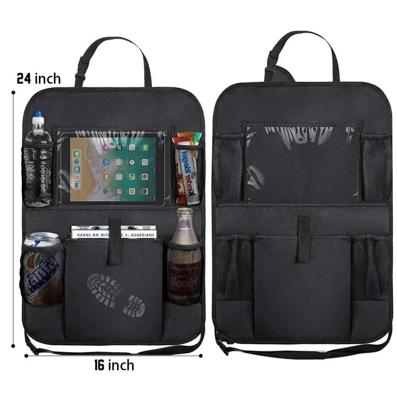 Car Backseat Organizer With Tablet Holder And Multiple Storage Pockets