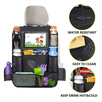 Car Backseat Organizer With Tablet Holder And Multiple Storage Pockets