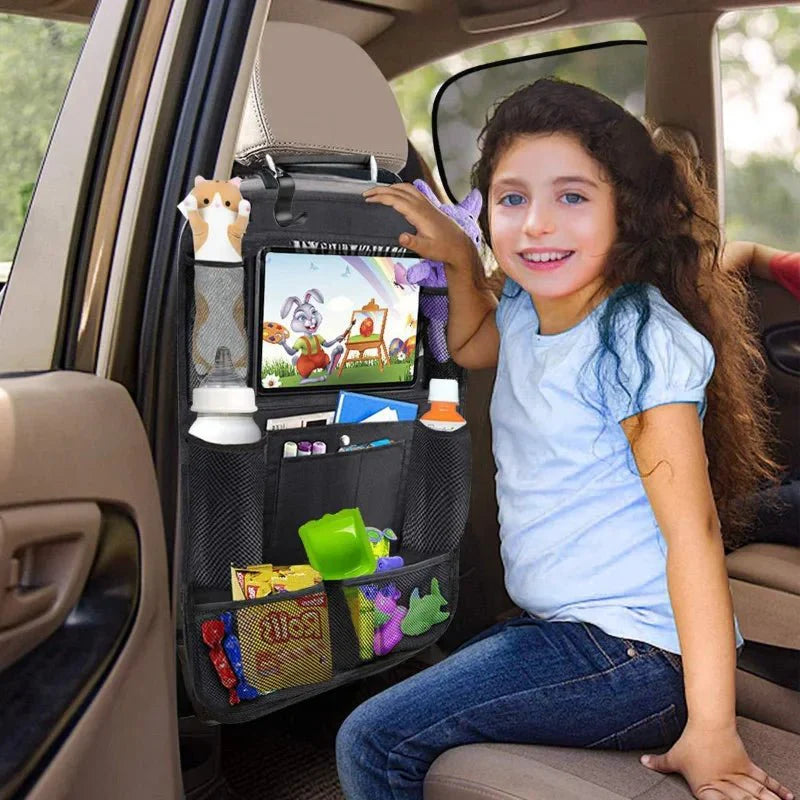 Car Backseat Organizer With Tablet Holder And Multiple Storage Pockets