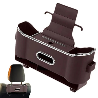 Car Headrest Storage Box With 2 Hooks Flocking Backseat Organizer