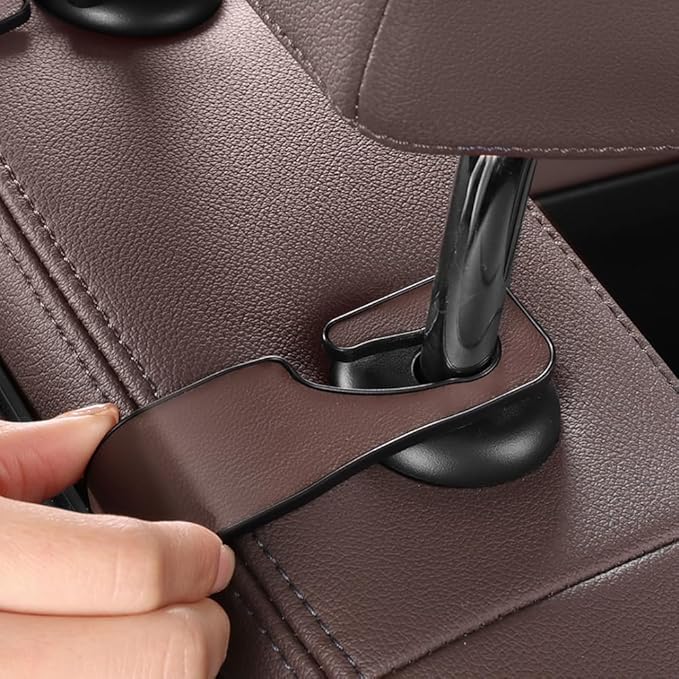 Car Headrest Storage Box With 2 Hooks Flocking Backseat Organizer