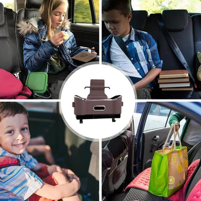 Car Headrest Storage Box With 2 Hooks Flocking Backseat Organizer