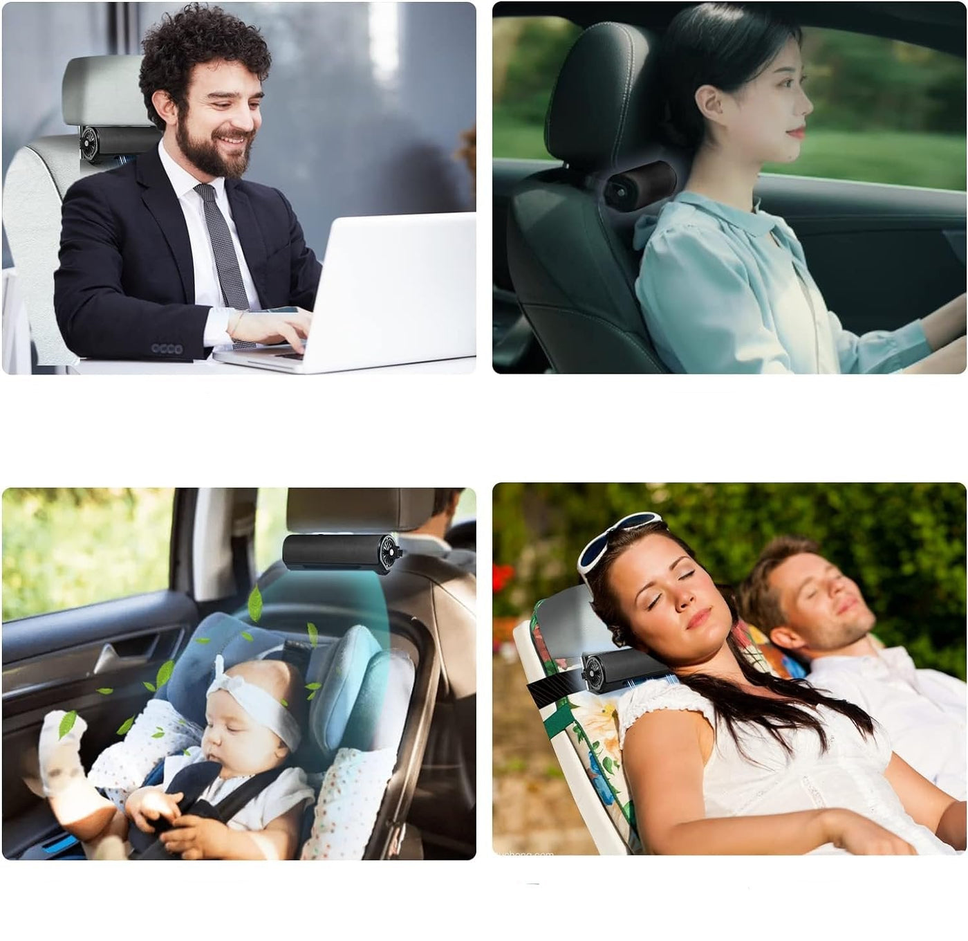 Car Seat Fan With 3 Speeds Powerful Cooling For Vehicles And Office Seats
