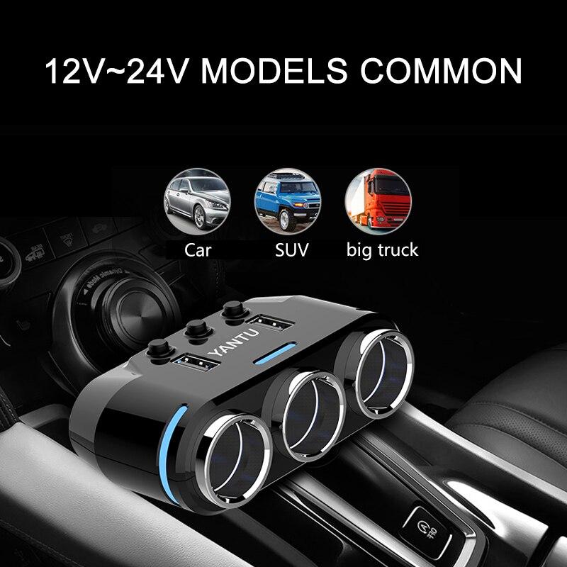 Car Cigarette Lighter Splitter Socket Adapter For Multiple Devices