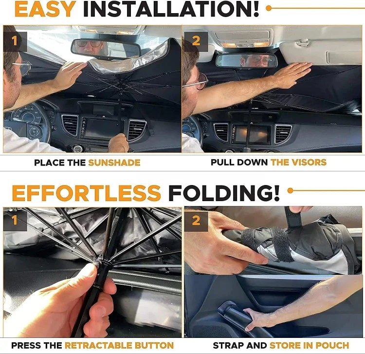 Car Sunshade Umbrella Foldable Heat Protection 10 Ribs Windshield Cover