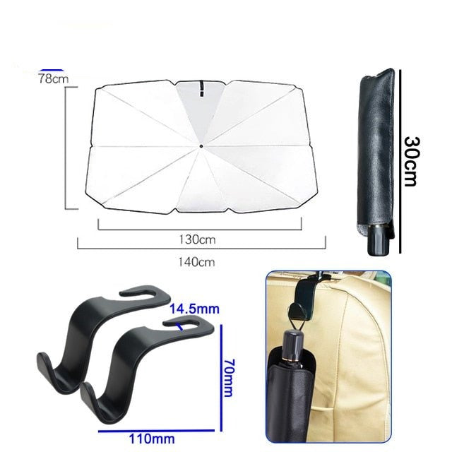 Car Sunshade Umbrella Foldable Heat Protection 10 Ribs Windshield Cover