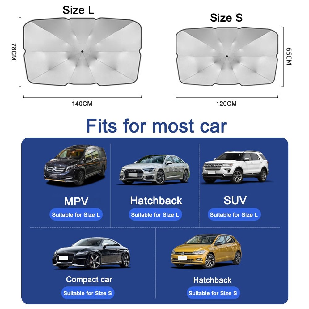 Car Sunshade Umbrella Foldable Heat Protection 10 Ribs Windshield Cover