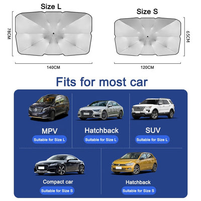 Car Sunshade Umbrella Foldable Heat Protection 10 Ribs Windshield Cover