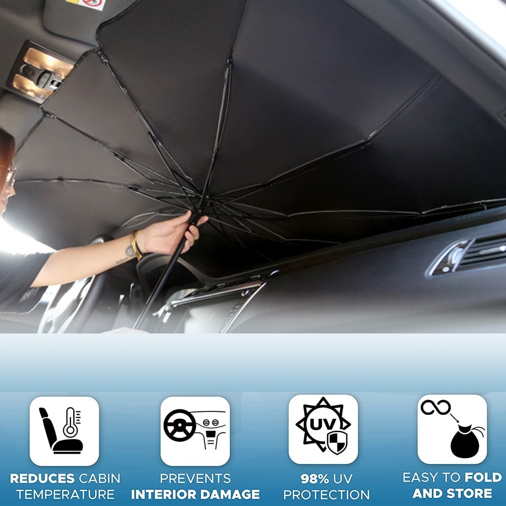 Car Sunshade Umbrella Foldable Heat Protection 10 Ribs Windshield Cover