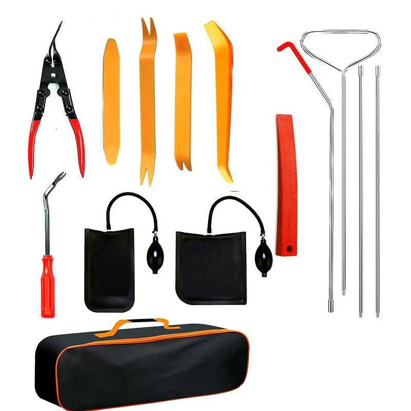 Car Trim Removal Tool Kit With Long Reach Grabber And Air Wedge Pump