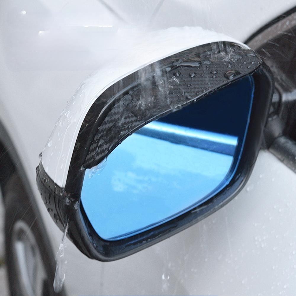 Carbon Fiber Rearview Mirror Rain Visor Sunshade For Clear Vision
