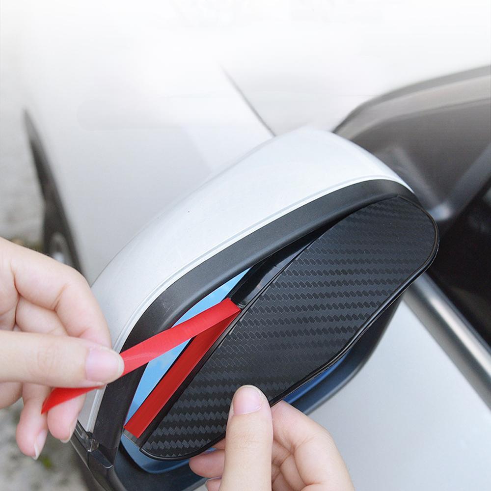 Carbon Fiber Rearview Mirror Rain Visor Sunshade For Clear Vision