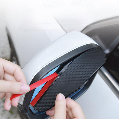 Carbon Fiber Rearview Mirror Rain Visor Sunshade For Clear Vision