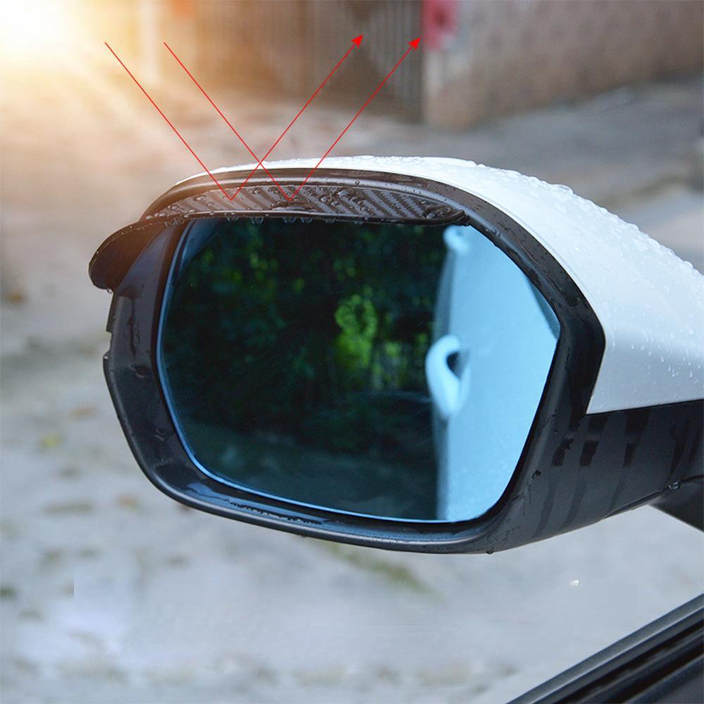Carbon Fiber Rearview Mirror Rain Visor Sunshade For Clear Vision