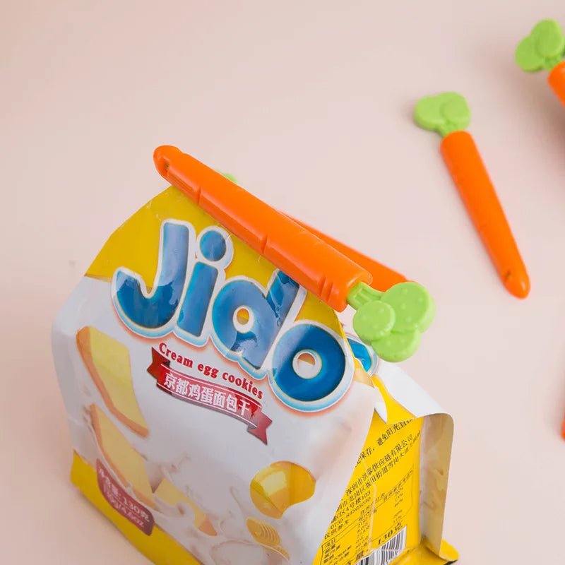 Food Bag Sealing Clips Set Of 5 Carrot Shaped Snack Clamps