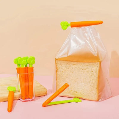 Food Bag Sealing Clips Set Of 5 Carrot Shaped Snack Clamps