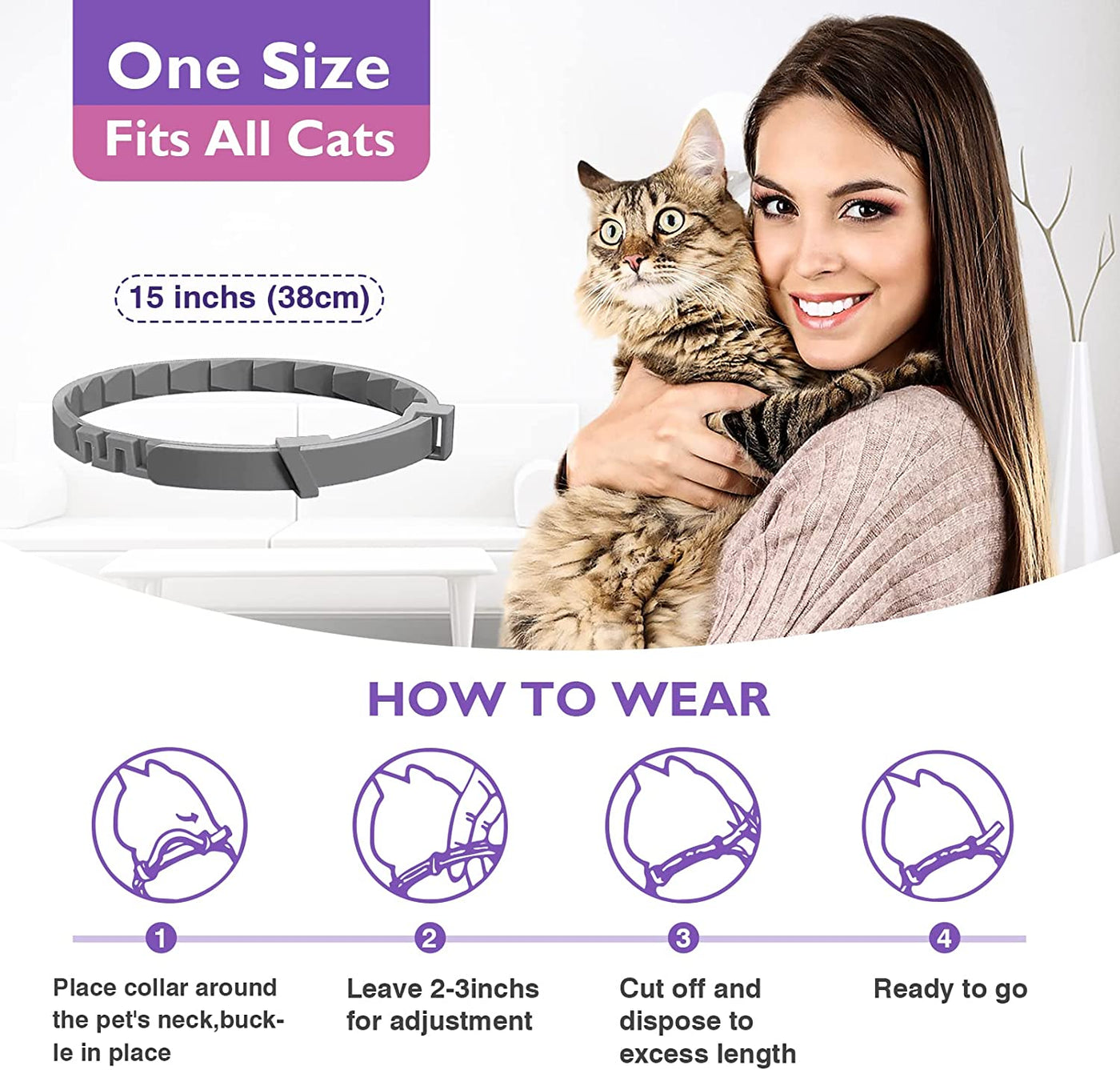 Cat Calming Collar 4pcs 38cm Soothes Cat Behavior And Stress