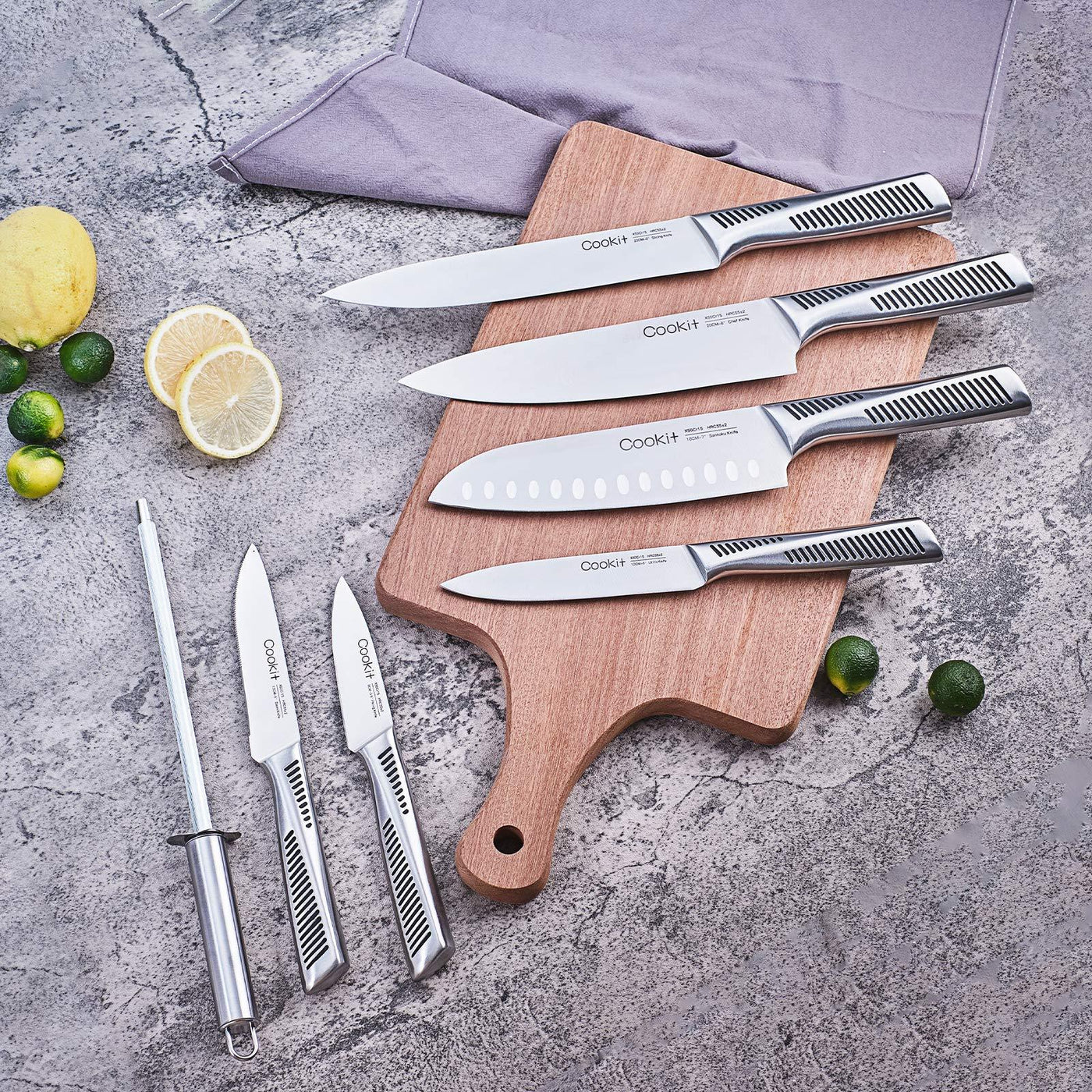 15 Piece Kitchen Knife Set German Stainless Steel With Block And Scissors