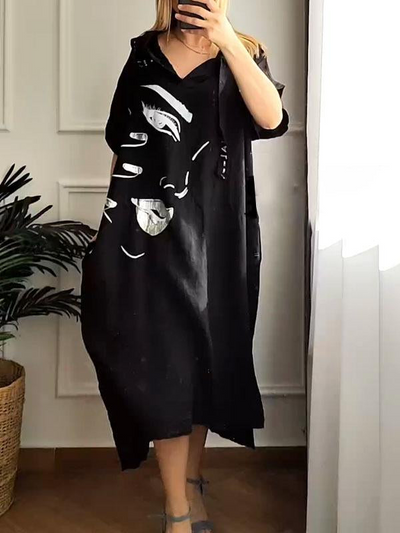 Hoodie Dress With Floral Print Perfect For Spring Summer Wear
