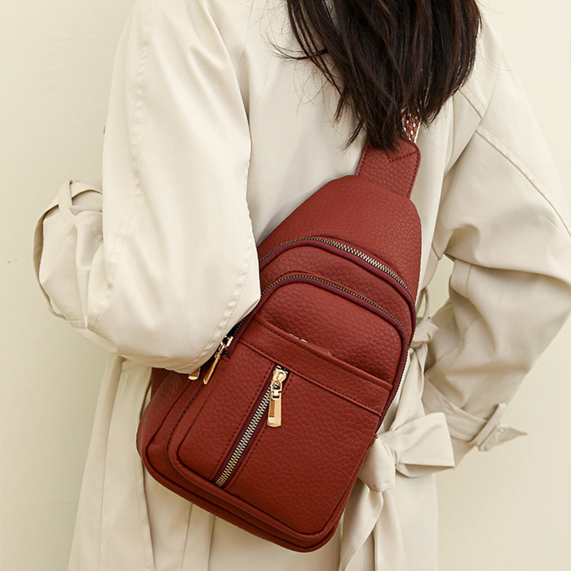 Women's Vintage PU Leather Chest Bag Stylish And Durable Design