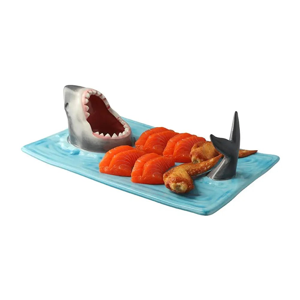Ceramic Shark Sushi Plate Rectangle Serving Board For Snacks And Desserts