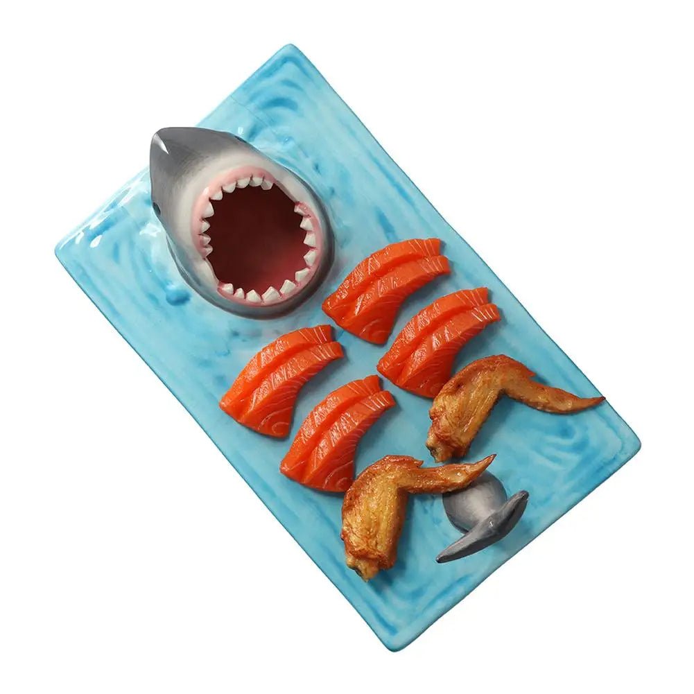 Ceramic Shark Sushi Plate Rectangle Serving Board For Snacks And Desserts