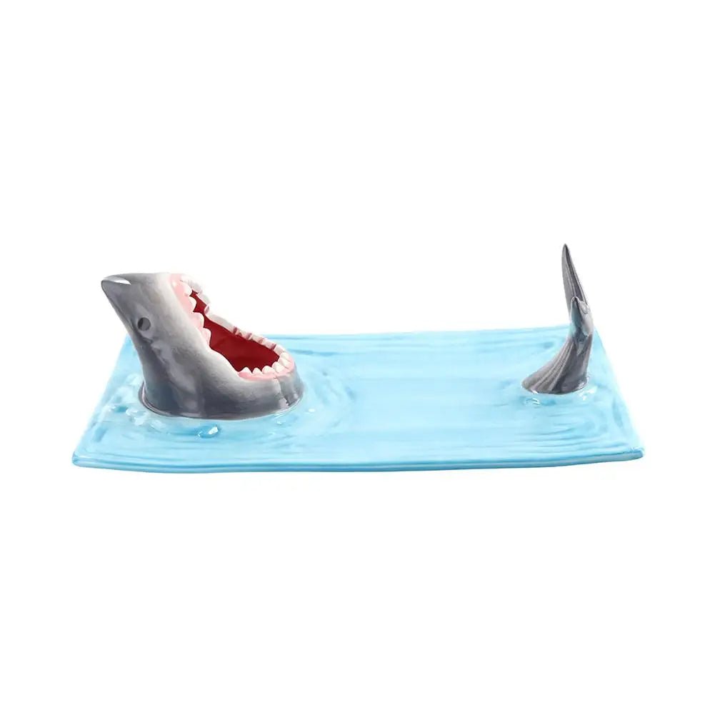 Ceramic Shark Sushi Plate Rectangle Serving Board For Snacks And Desserts