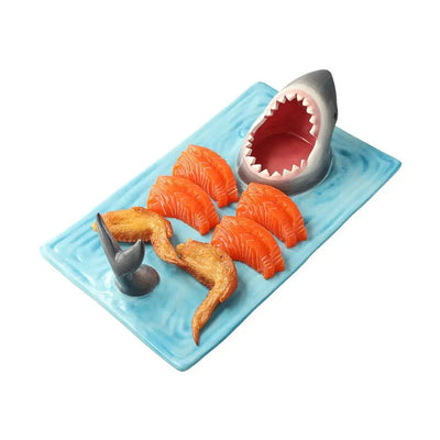 Ceramic Shark Sushi Plate Rectangle Serving Board For Snacks And Desserts