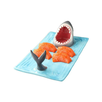 Ceramic Shark Sushi Plate Rectangle Serving Board For Snacks And Desserts