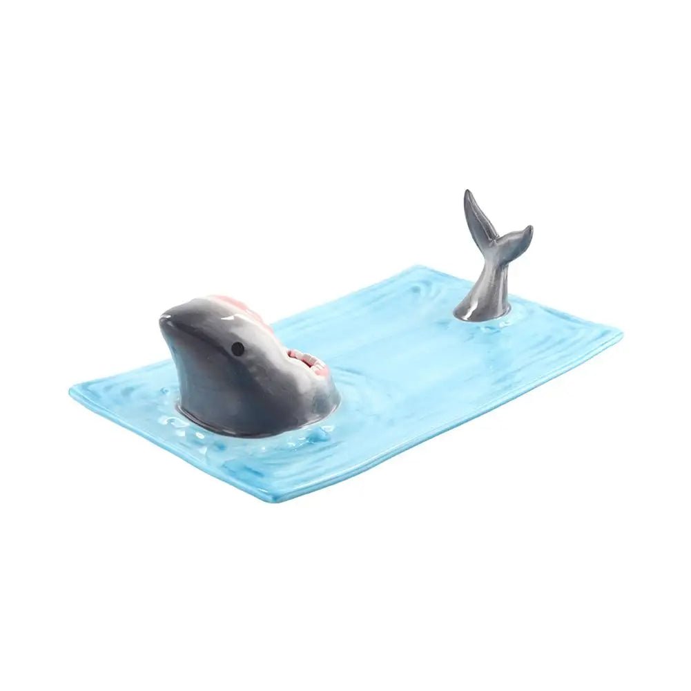 Ceramic Shark Sushi Plate Rectangle Serving Board For Snacks And Desserts