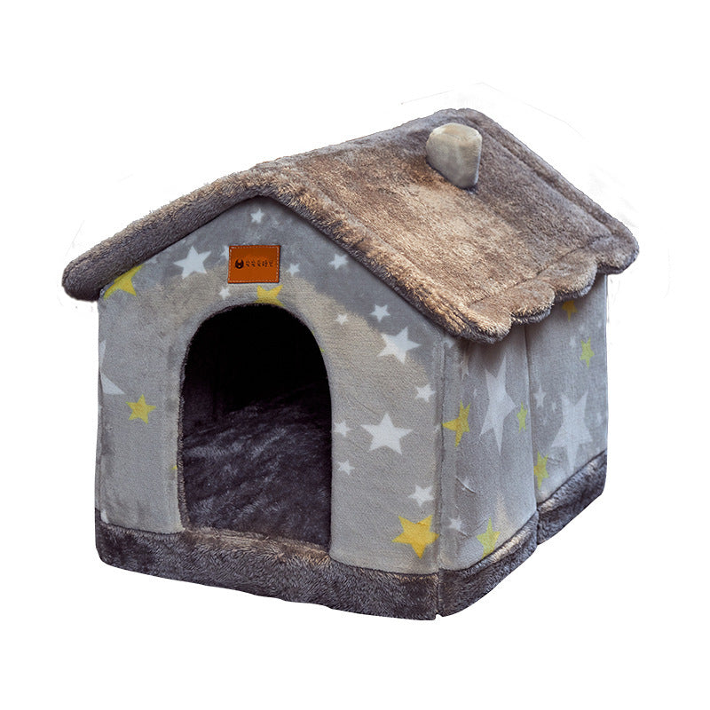 Foldable Dog House Warm Removable Nest Enclosed Pet Bed Sofa