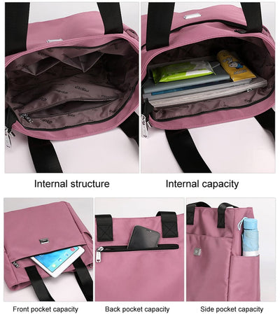 Waterproof Nylon Shoulder Bag Large Capacity Multi Pocket Design