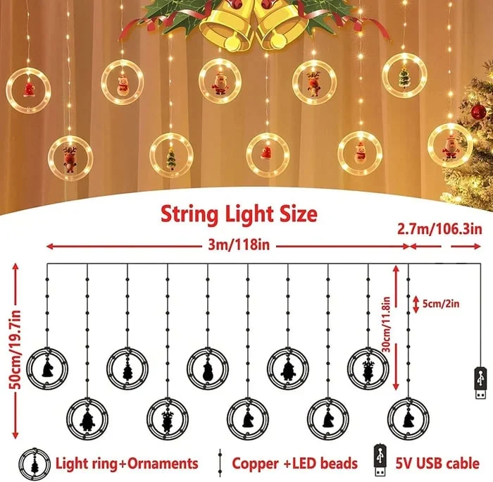 Christmas LED Wishing Ball String Lights Set Of 10 Decorative Balls