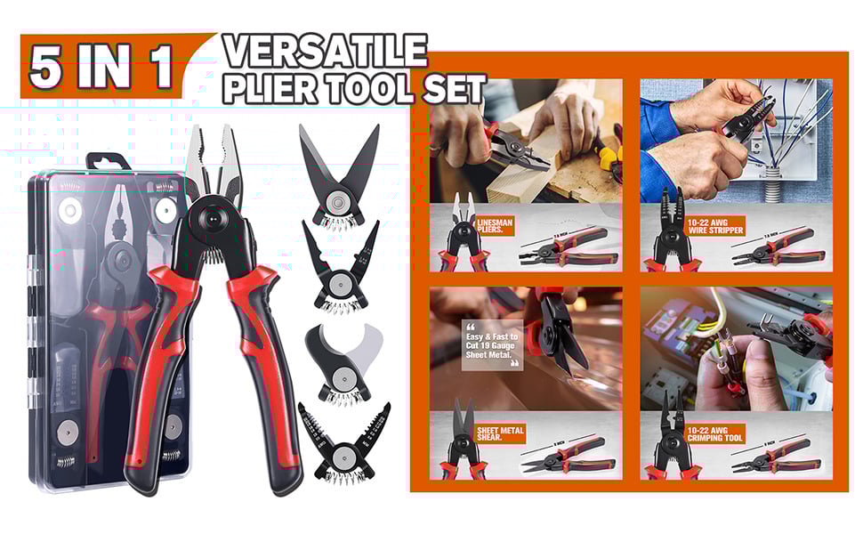 5 In 1 Multifunction Plier Tool Kit Heavy Duty Versatile Set