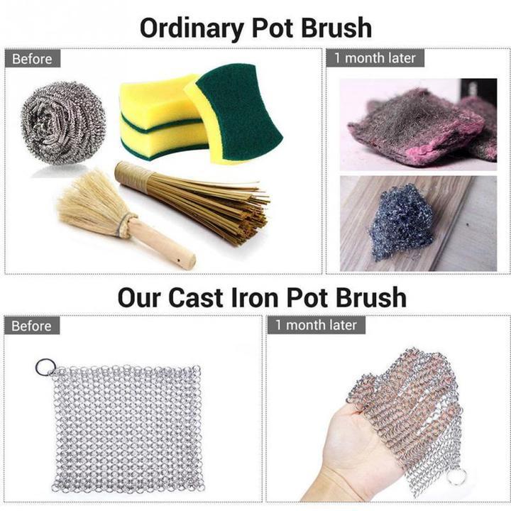 Cast Iron Scrubber Chainmail Heavy Duty Cleaning Tool