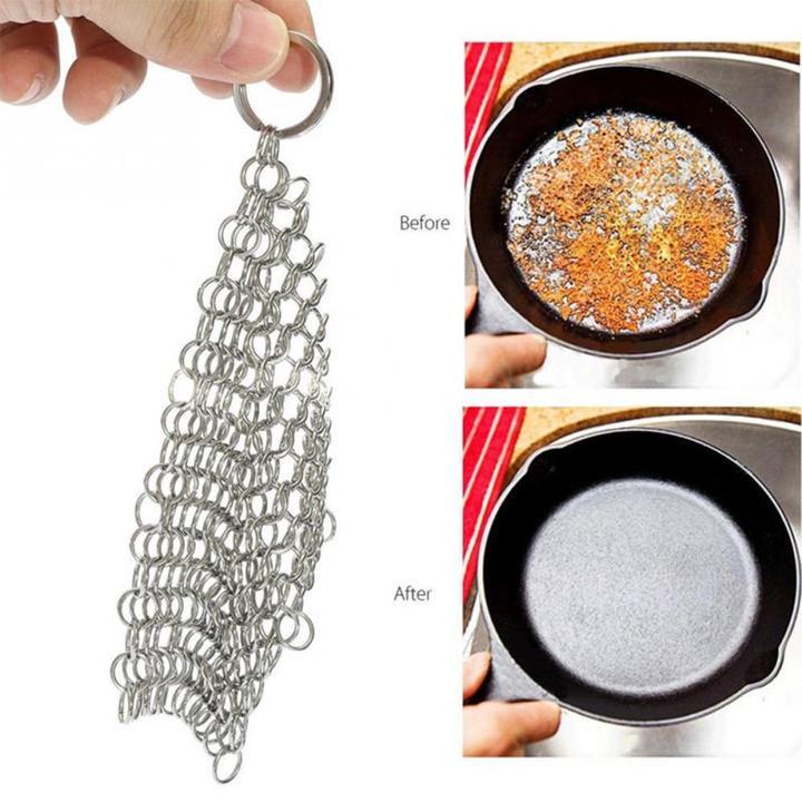 Cast Iron Scrubber Chainmail Heavy Duty Cleaning Tool