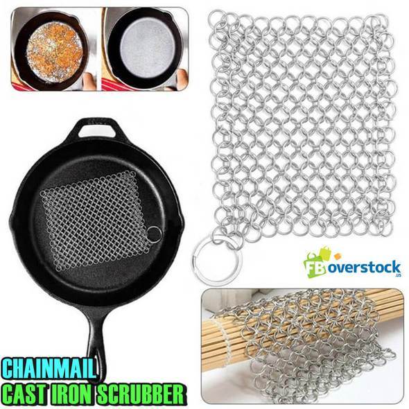 Cast Iron Scrubber Chainmail Heavy Duty Cleaning Tool